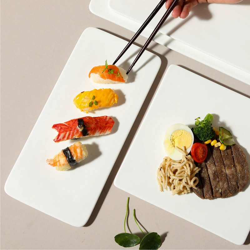 Plato de servir rectangular blanco tableware view 2