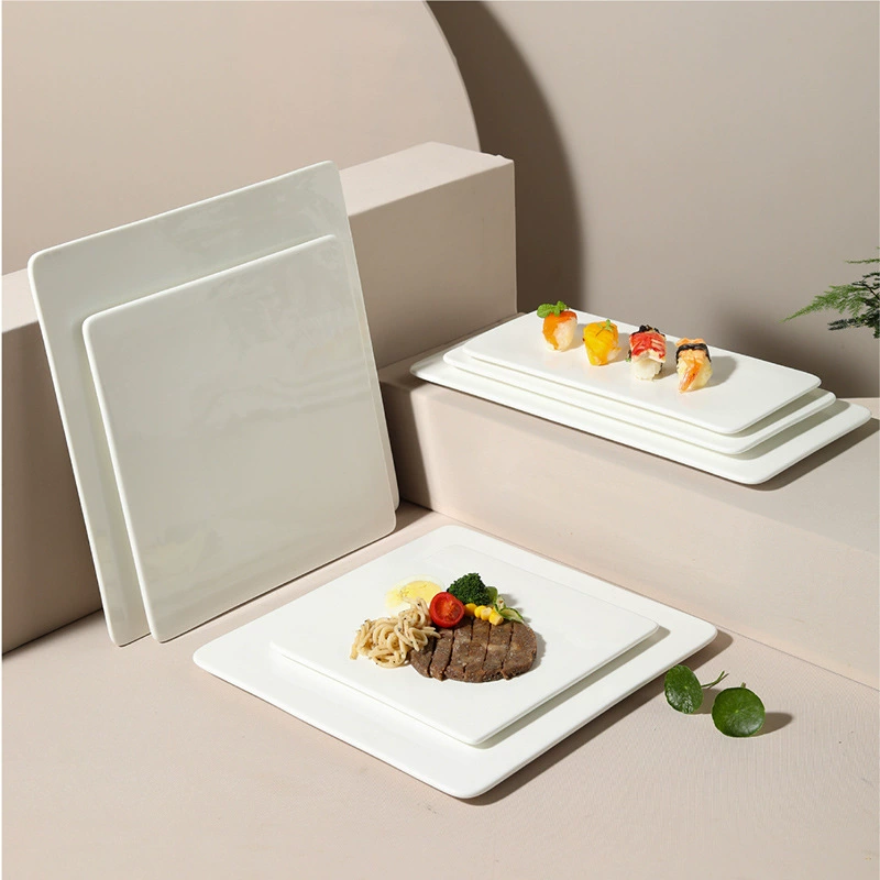 Plato de servir rectangular blanco tableware view 4