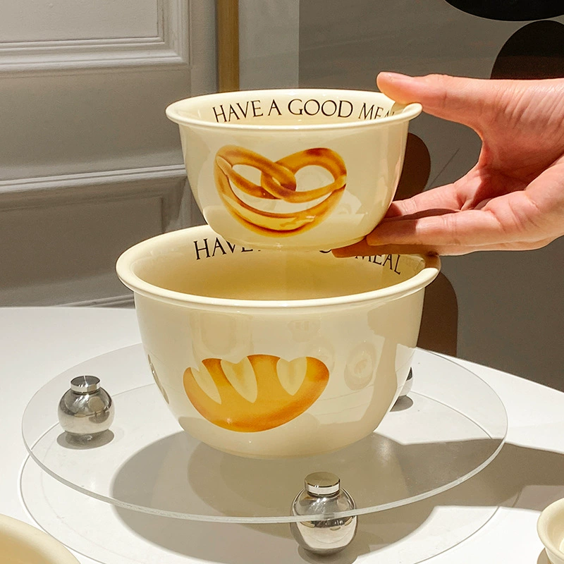 Porcelain Salad Bowl Set with Retro Design tableware view 2