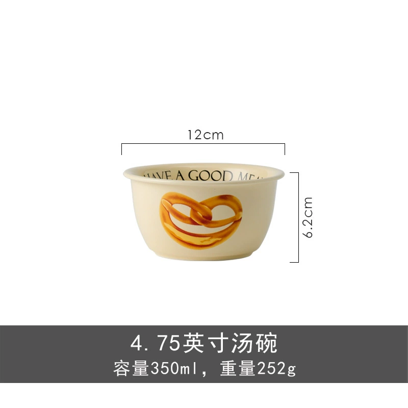 Porcelain Salad Bowl Set with Retro Design tableware view 8