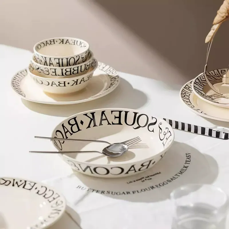 طقم وعاء وطبق بورسلين بتصميم حروف tableware view 3