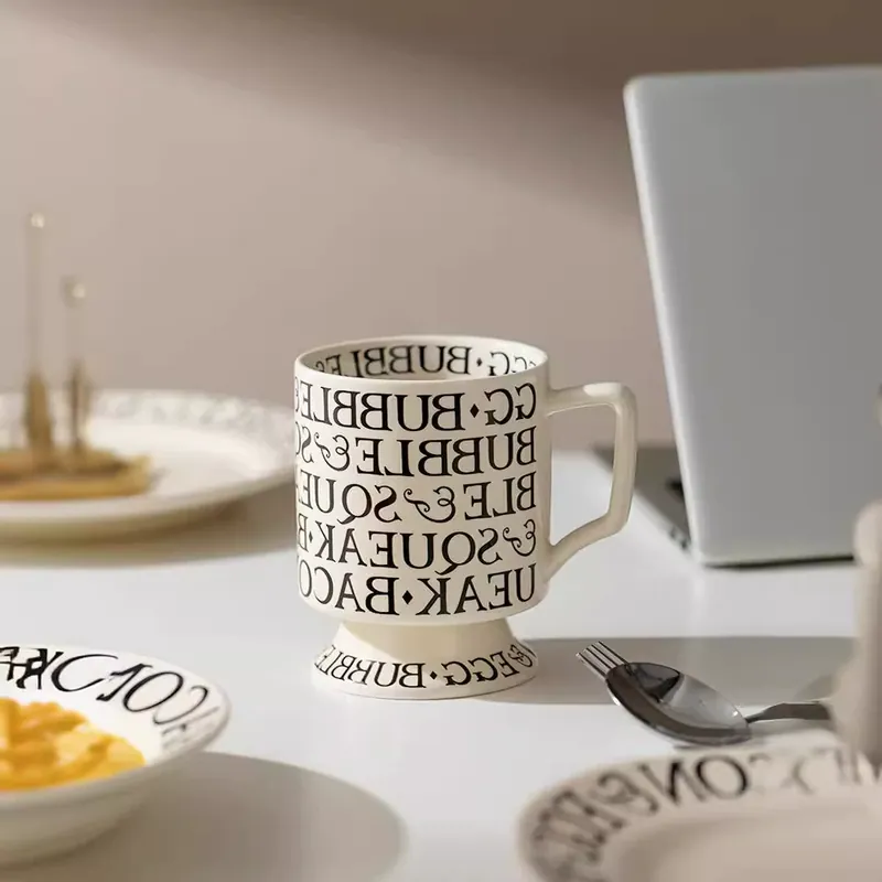 طقم وعاء وطبق بورسلين بتصميم حروف tableware view 4