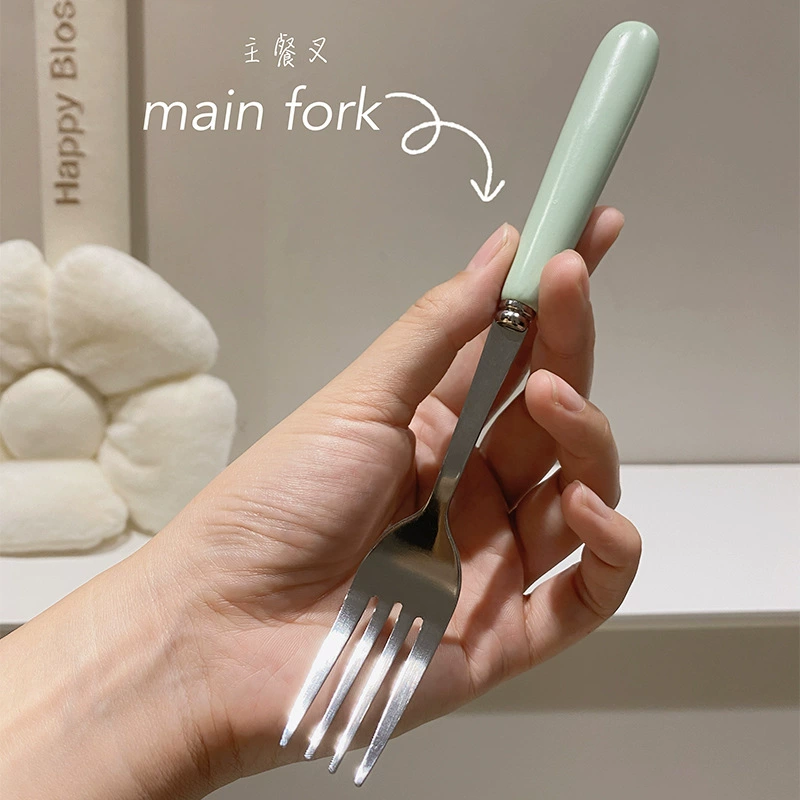 Stainless Steel Fork and Spoon Set with Ceramic Handle tableware view 3