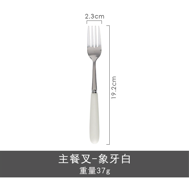 Stainless Steel Fork and Spoon Set with Ceramic Handle tableware view 6