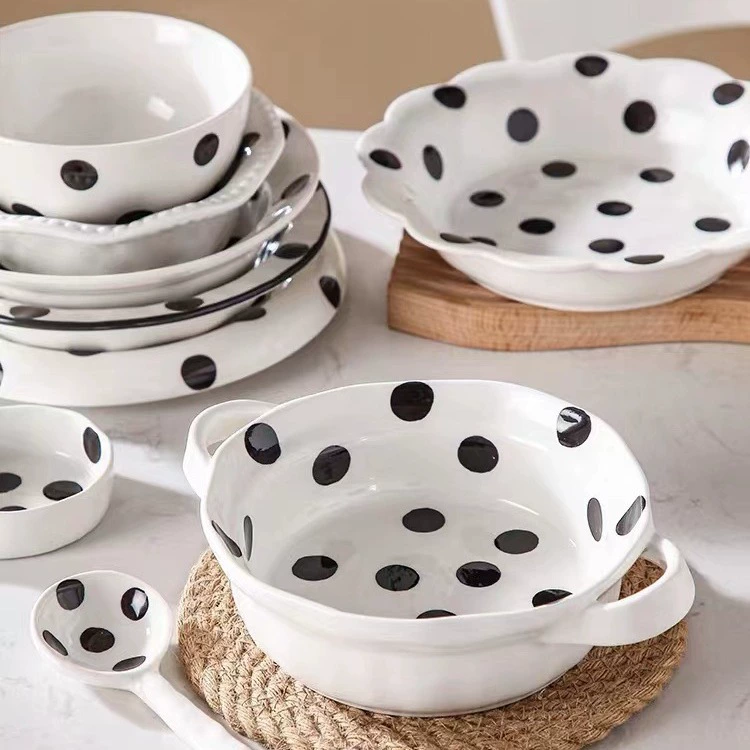 Hand-Painted Irregular Art Plate and Bowl Set tableware view 4