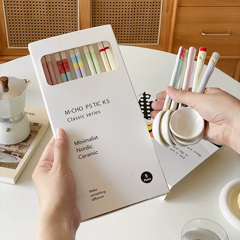 Ceramic Chopsticks Set with Colorful Design