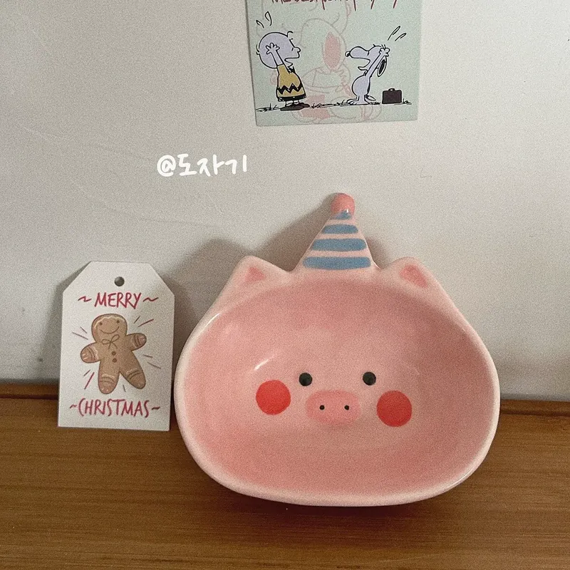 Tigela de molho porco cartoon tableware view 6