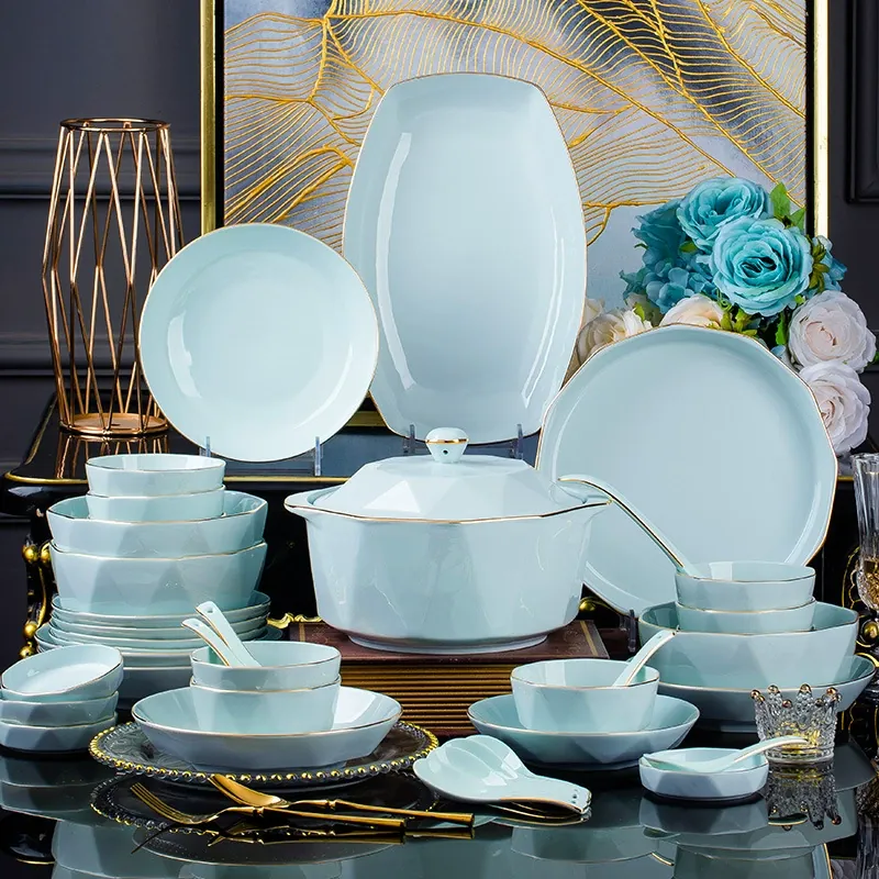 Hand-Painted Gold Ceramic Tableware Set