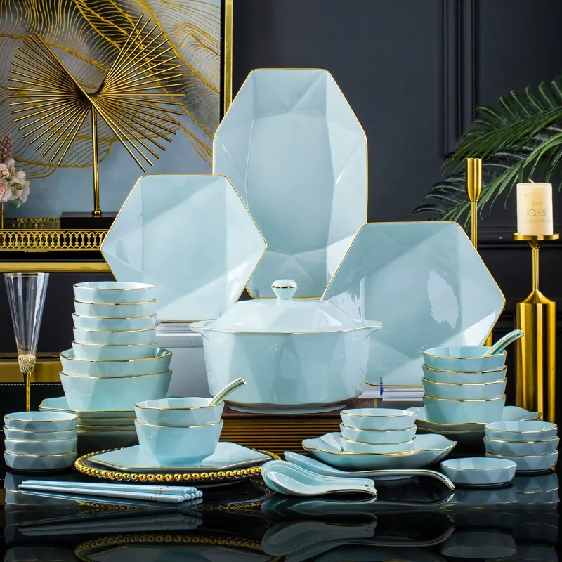 핸드페인팅 골드 세라믹 식기 세트 tableware view 2