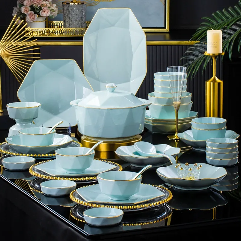 핸드페인팅 골드 세라믹 식기 세트 tableware view 3