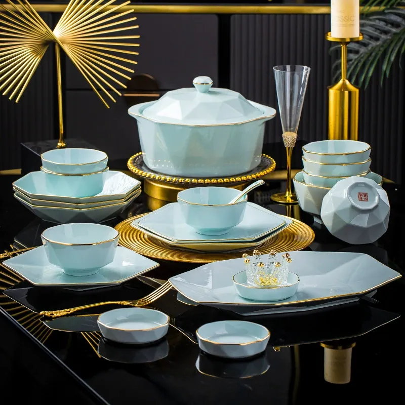 핸드페인팅 골드 세라믹 식기 세트 tableware view 4