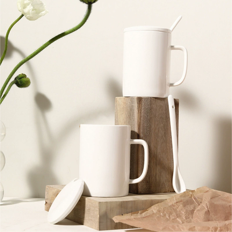 White Ceramic Mug with Lid