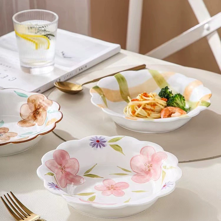 طبق شوربة زهري ريفي مرسوم يدوياً tableware view 4