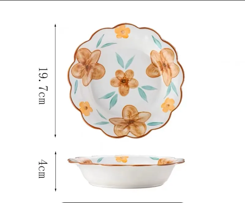طبق شوربة زهري ريفي مرسوم يدوياً tableware view 7