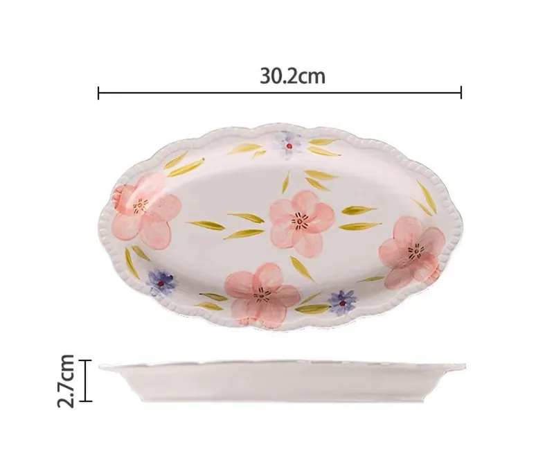 طبق شوربة زهري ريفي مرسوم يدوياً tableware view 8