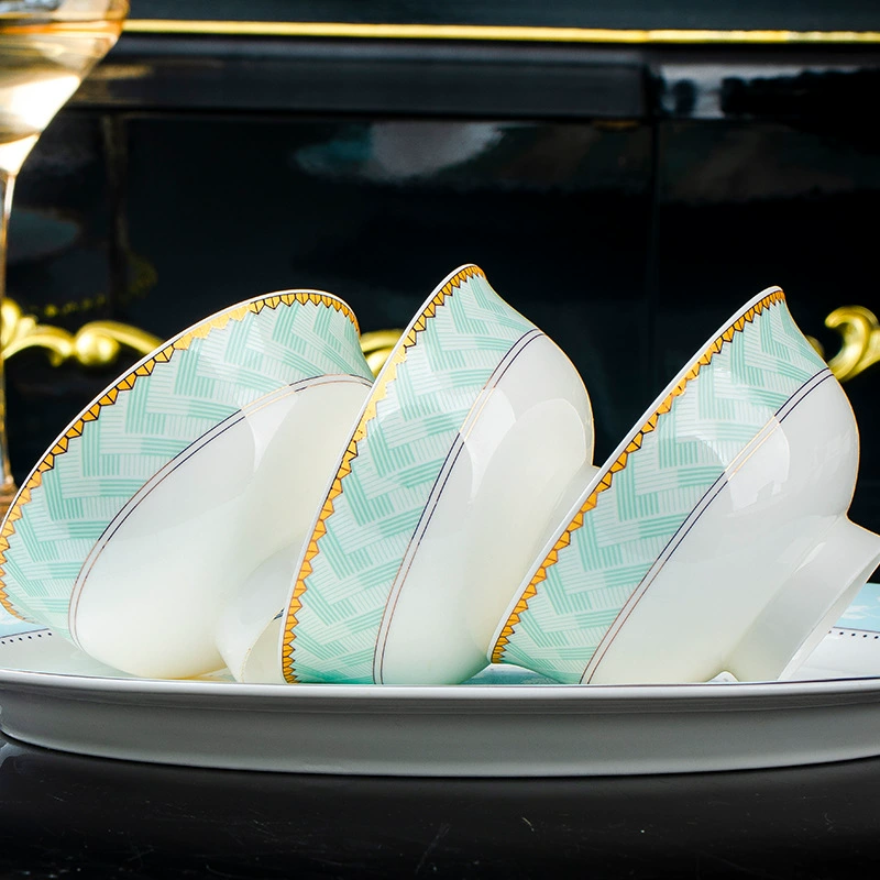 Gold Rim Bone China Rice Bowl tableware view 9