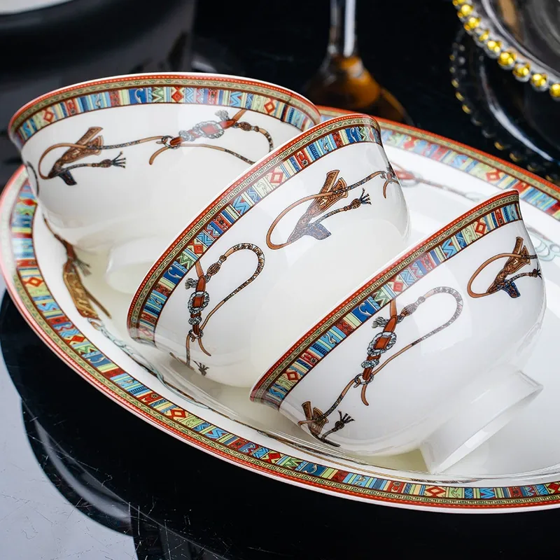 Gold Rim Bone China Rice Bowl tableware view 10