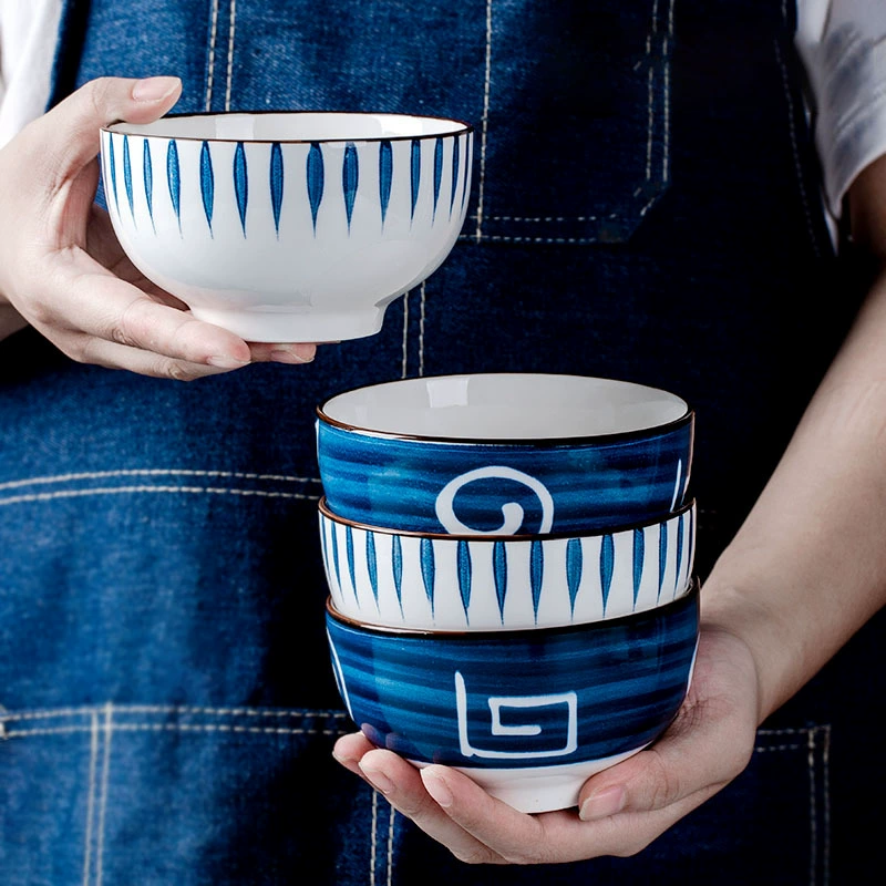 Conjunto de tigela e prato de cerâmica estilo japonês tableware view 2