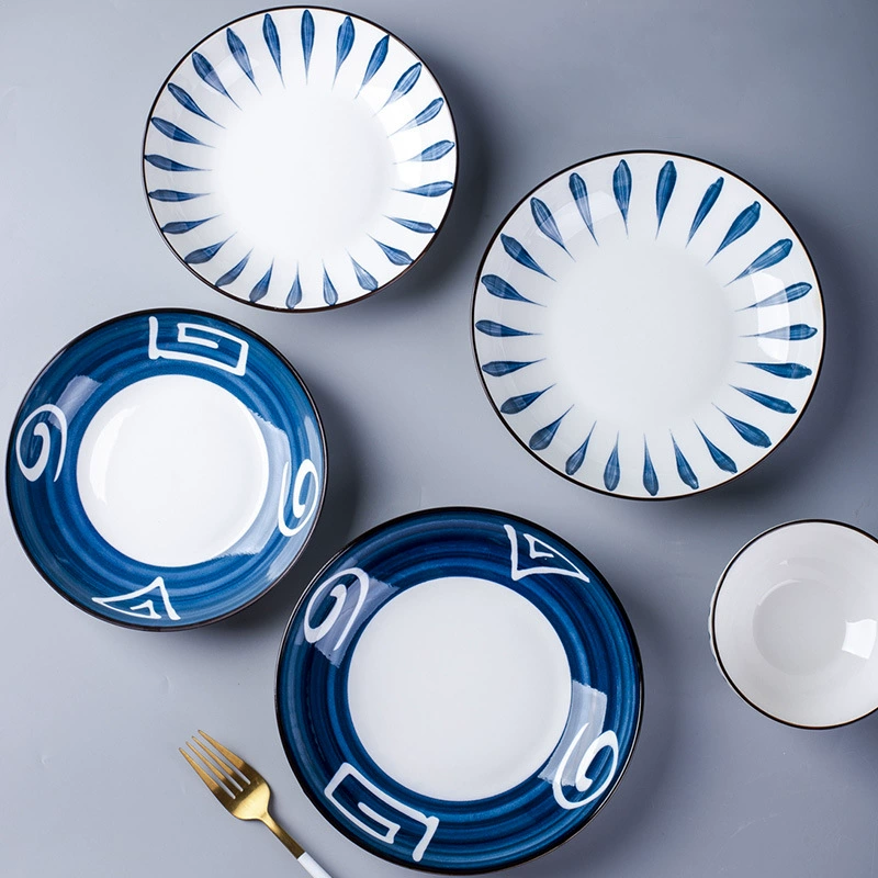Conjunto de tigela e prato de cerâmica estilo japonês tableware view 3