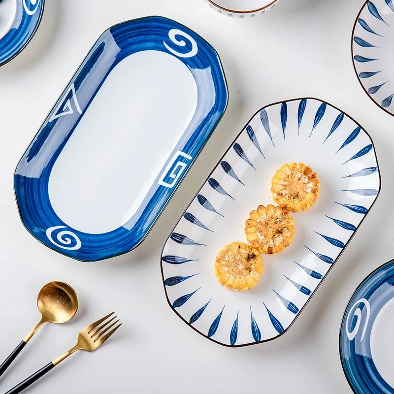 Conjunto de tigela e prato de cerâmica estilo japonês tableware view 4
