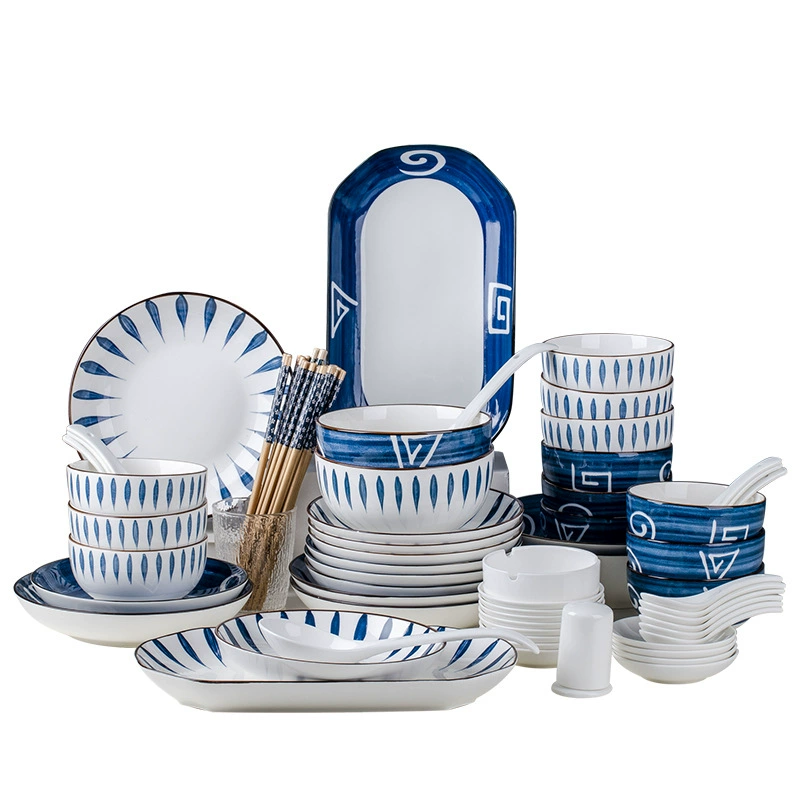 Conjunto de tigela e prato de cerâmica estilo japonês tableware view 5