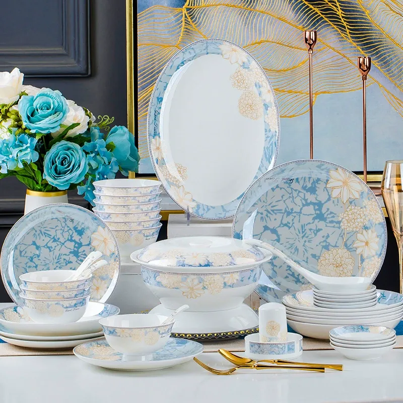 Набор посуды из костяного фарфора в новом китайском стиле tableware view 2