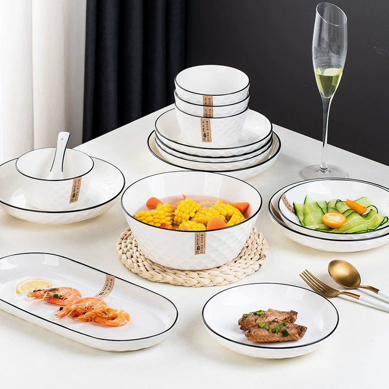 Juego de mesa de cerámica diamante rosa tableware view 3