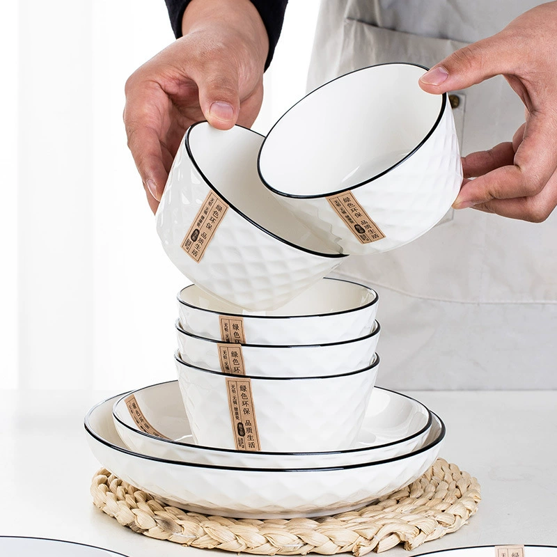 Juego de mesa de cerámica diamante rosa tableware view 4