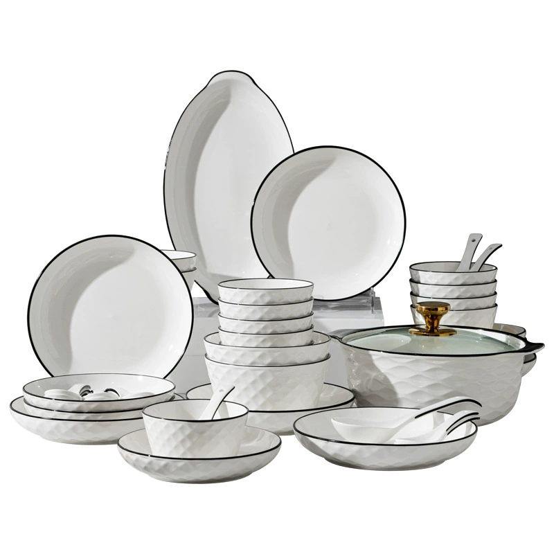 Juego de mesa de cerámica diamante rosa tableware view 5