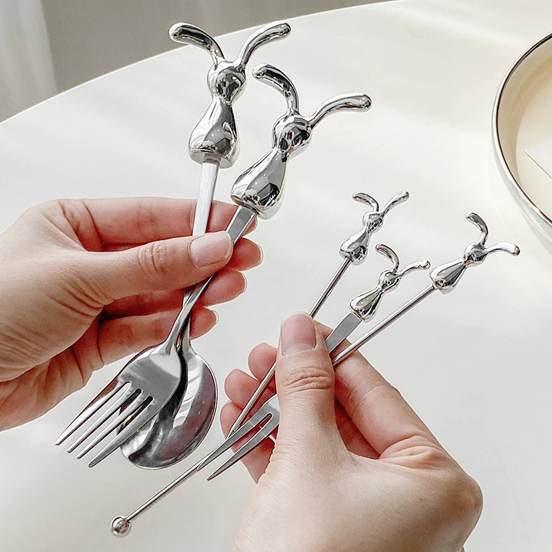 Stainless Steel Fruit Fork with Rabbit Design