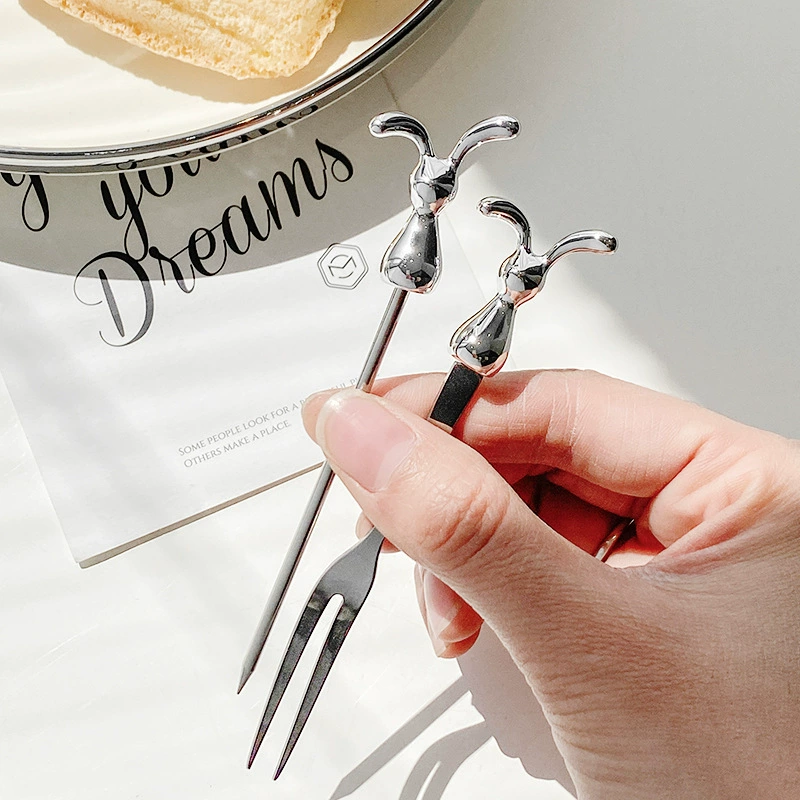 Stainless Steel Fruit Fork with Rabbit Design tableware view 4
