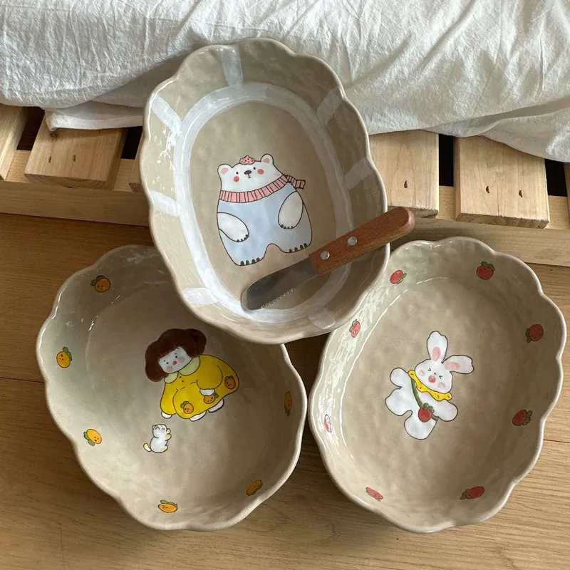 Hand-Painted Cartoon Plate