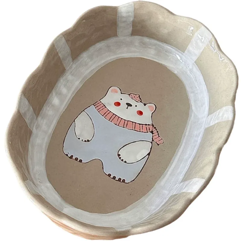 Plato de dibujos animados pintado a mano tableware view 5
