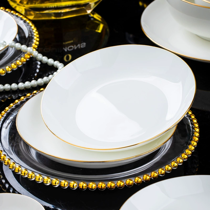 Hand-Painted Gold Rim Ceramic Plate tableware view 3