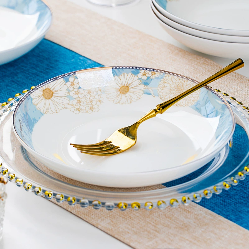 Hand-Painted Gold Rim Ceramic Plate tableware view 4