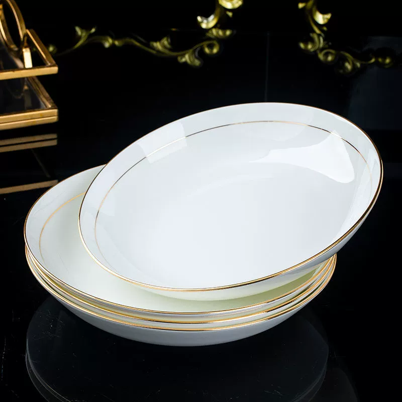 Hand-Painted Gold Rim Ceramic Plate tableware view 6
