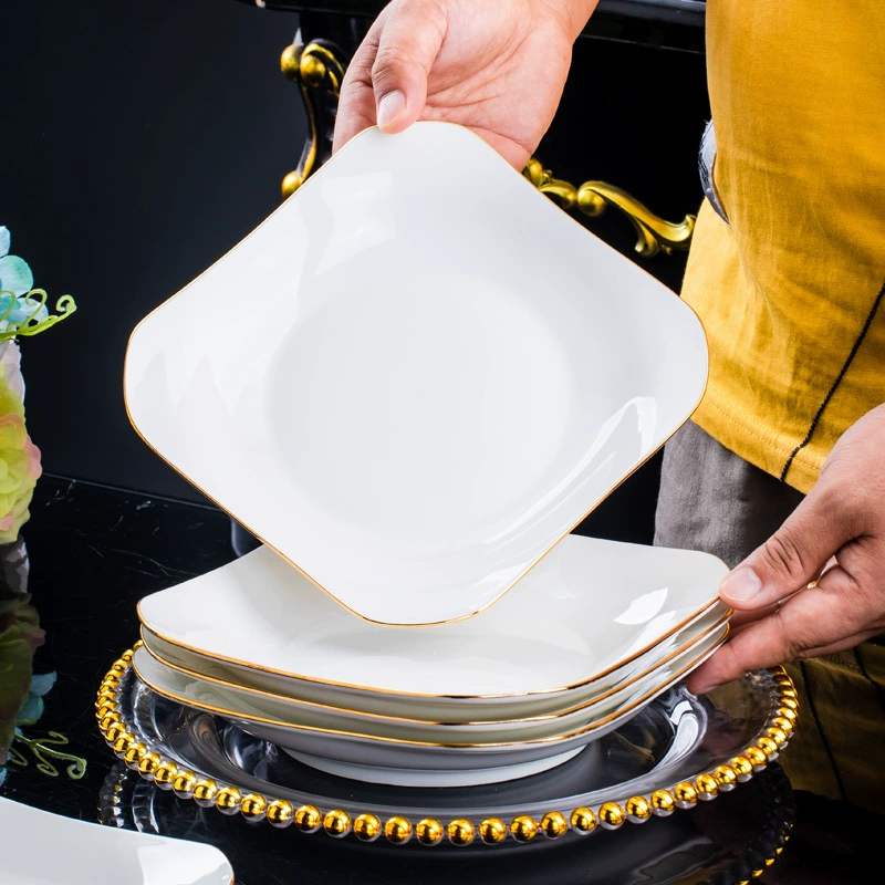 Hand-Painted Gold Rim Ceramic Plate tableware view 8