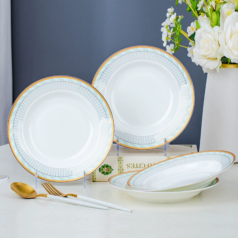 Hand-Painted Gold Rim Ceramic Plate tableware view 10