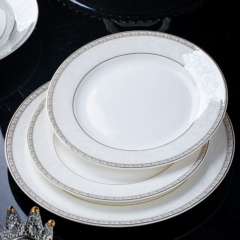 Hand-Painted Gold Rim Ceramic Plate tableware view 11
