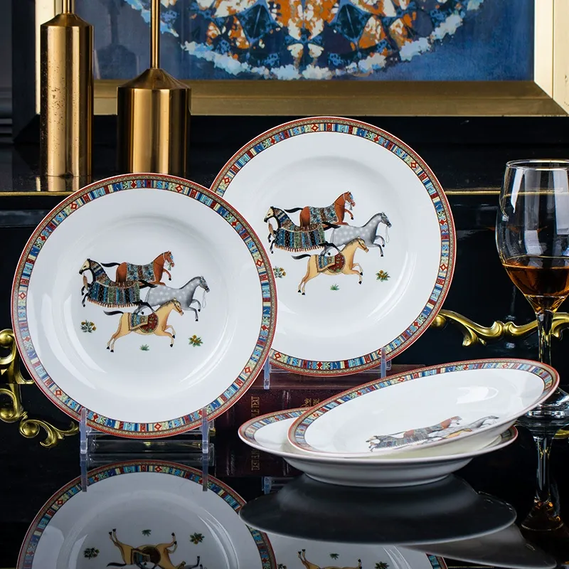 Hand-Painted Gold Rim Ceramic Plate tableware view 12