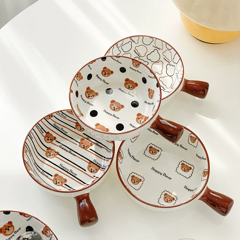 Ceramic Baking Bowl with Handle and Plate
