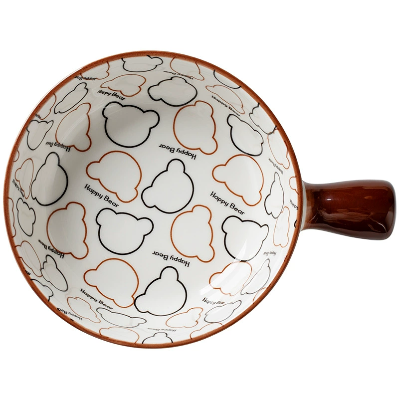 Ceramic Baking Bowl with Handle and Plate tableware view 5