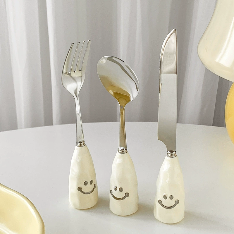 Stainless Steel Cutlery Set with Smiley Design tableware view 2