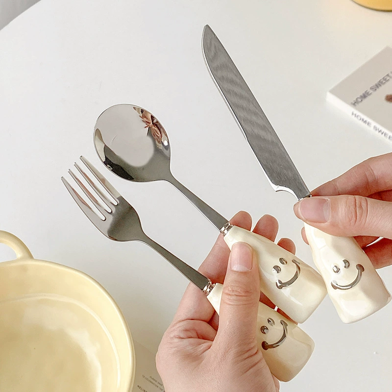 Stainless Steel Cutlery Set with Smiley Design tableware view 3