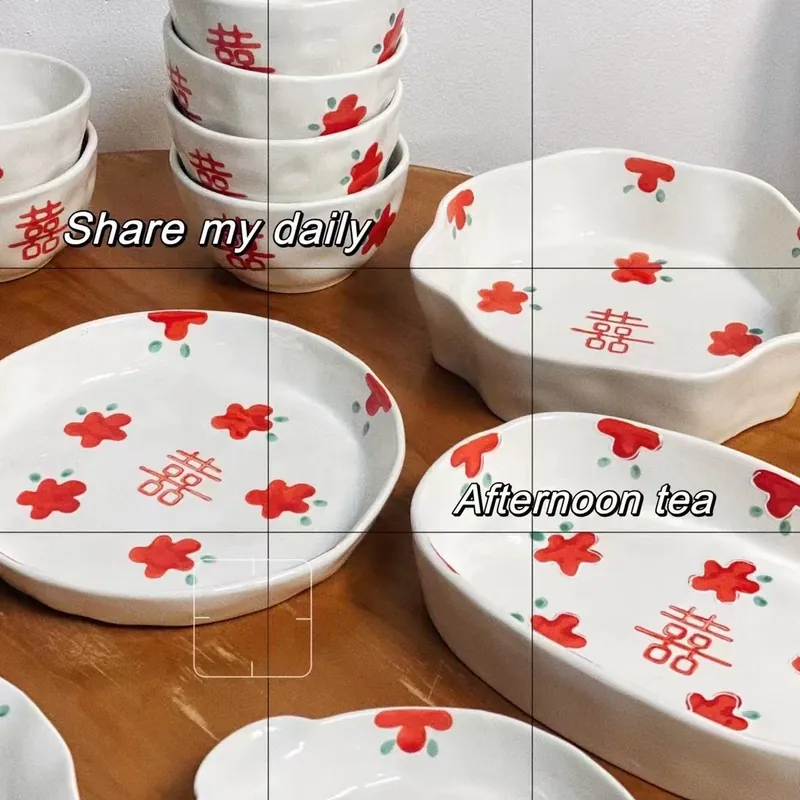 Prato de cerâmica bênção casamento chinês