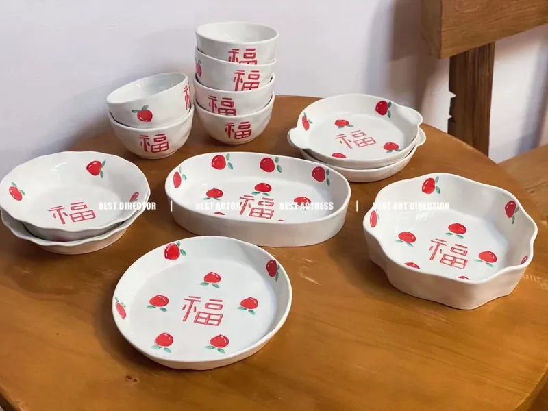 Assiette en céramique bénédiction mariage chinois tableware view 3