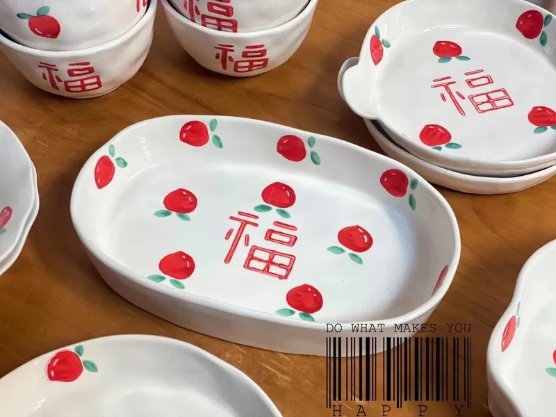 Assiette en céramique bénédiction mariage chinois tableware view 4