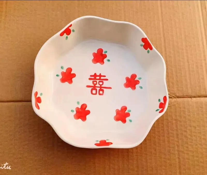 Assiette en céramique bénédiction mariage chinois tableware view 7