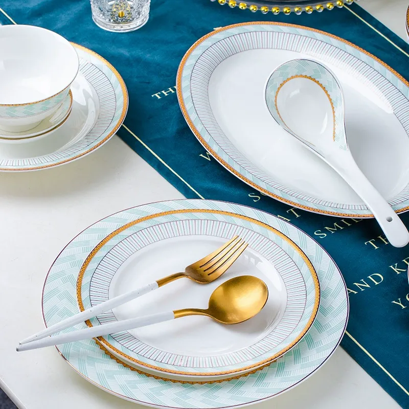 Hand-Painted Bone China Dinnerware Set tableware view 3