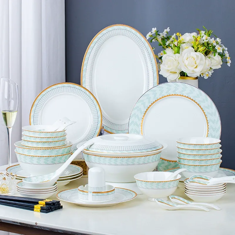 Hand-Painted Bone China Dinnerware Set tableware view 12